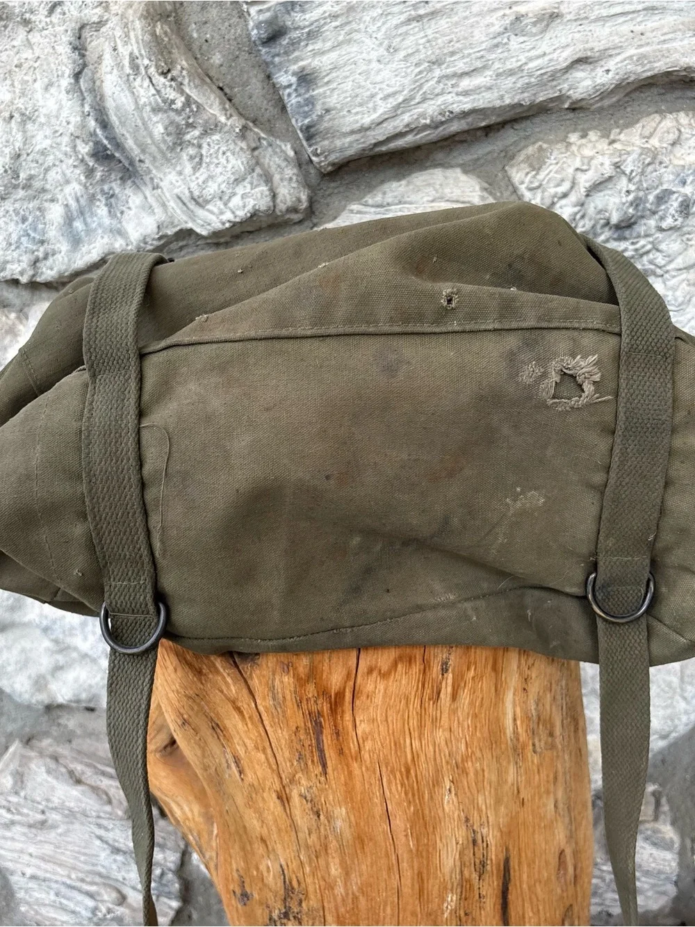 Military Issued US Army Pack Field Cargo Bag M-1945 Green Canvas